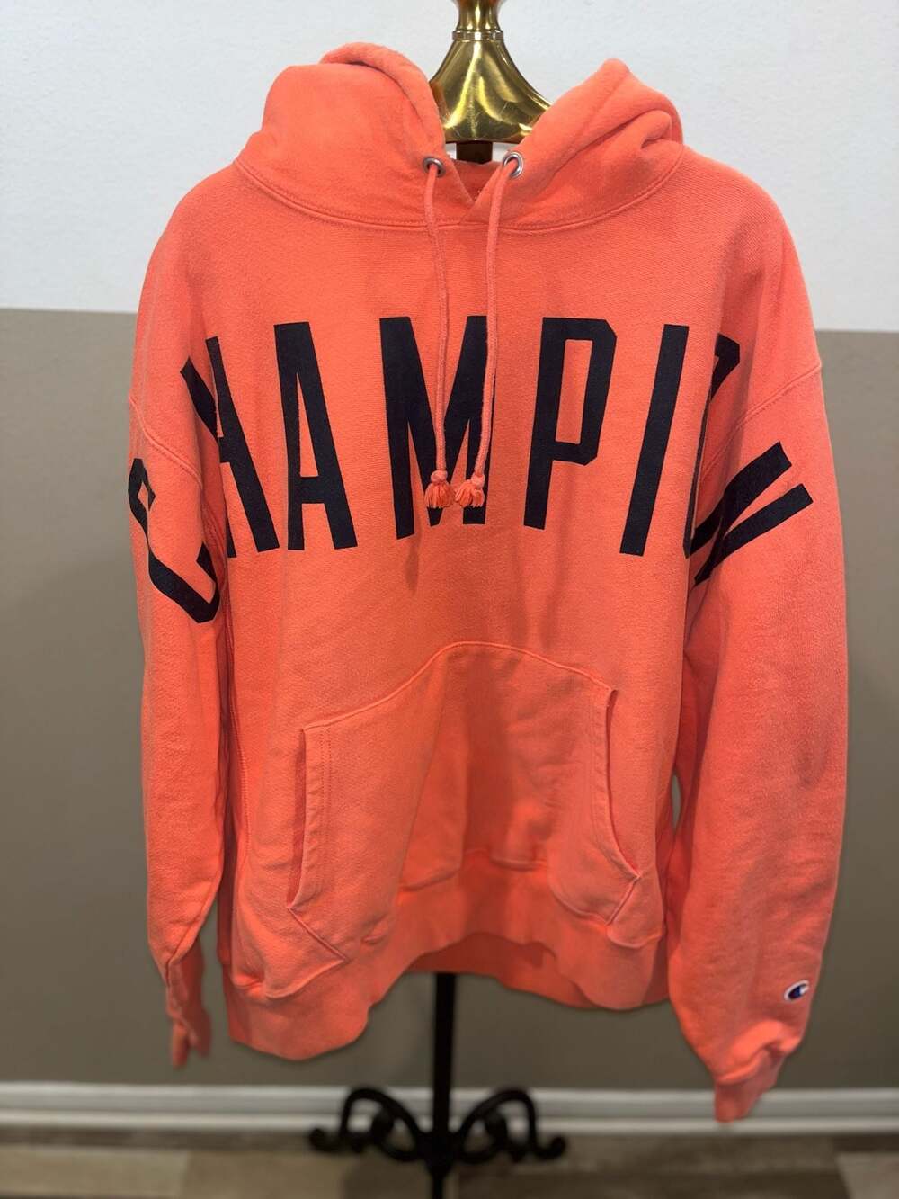 Champion Reverse Weave Hoodie Orange Large